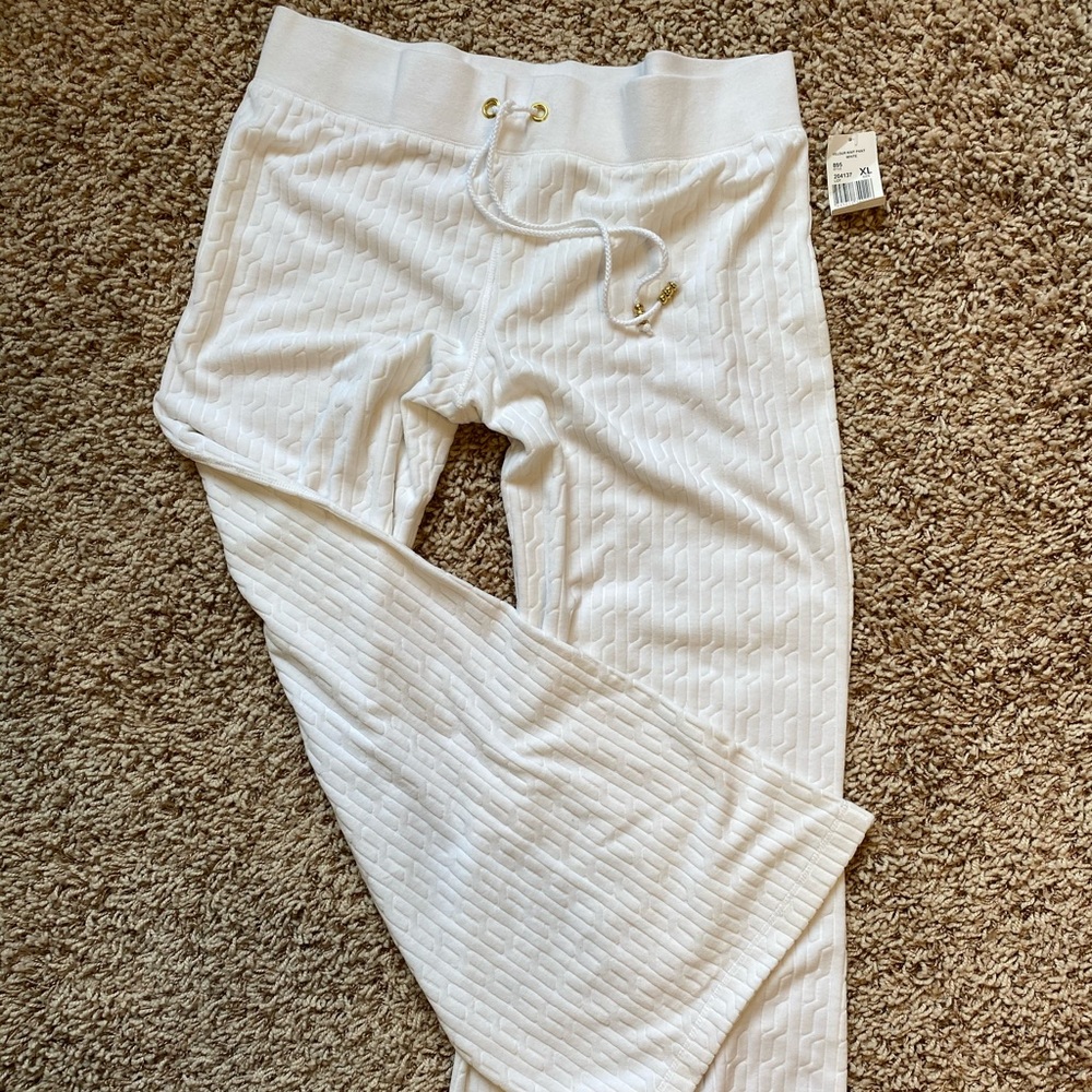 CAbi Velour Knit Pant in White